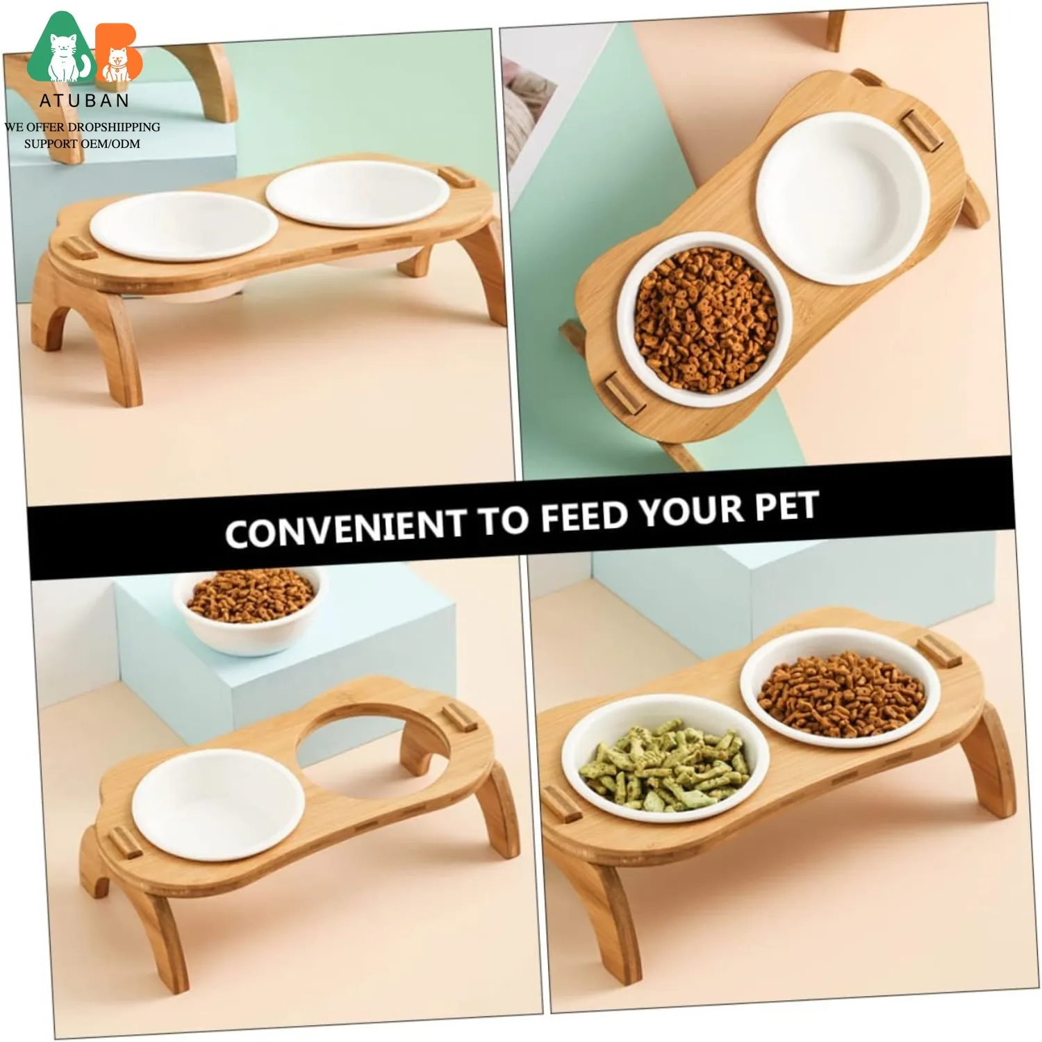 Comedero elevado inclinable para gatos y cachorros – Juego de tazones - imagen 2