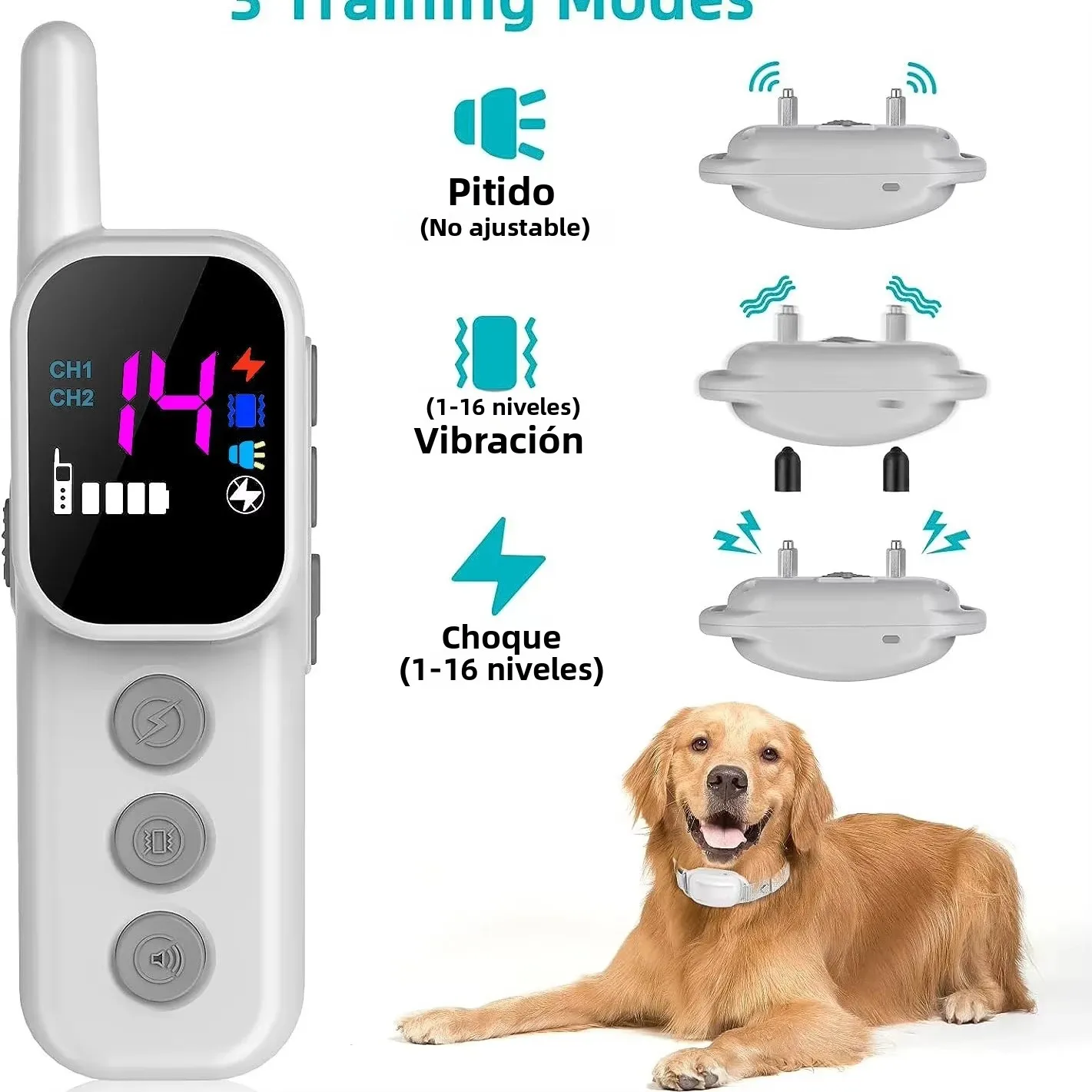 Collar de entrenamiento para perros con control remoto, dispositivo de tapón de corteza de descarga eléctrica de 1000 pies para perros pequeños de 5-110 libras y perros medianos, resistente al agua