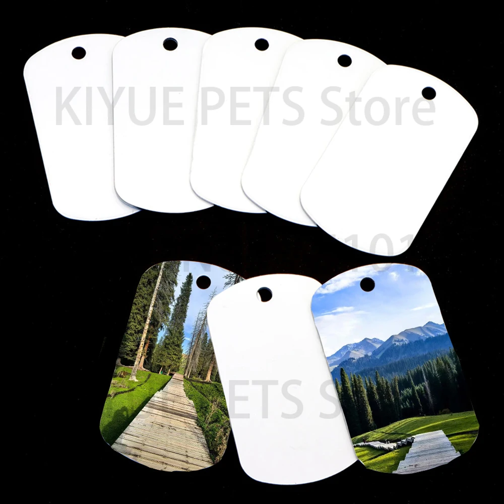 Llaveros rectangulares de aluminio personalizados para identificación de mascotas, accesorios de transferencia térmica para recuerdo, etiqueta colgante en blanco, 100 piezas