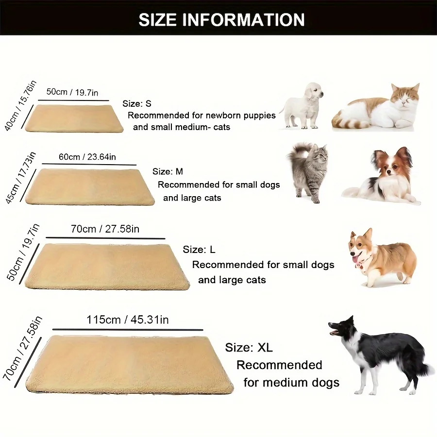 Estera para mascotas con autocalentamiento, colchón para perros con película de aluminio súper suave para dormir, alfombrilla para cama para gatos y perros pequeños y medianos - imagen 5