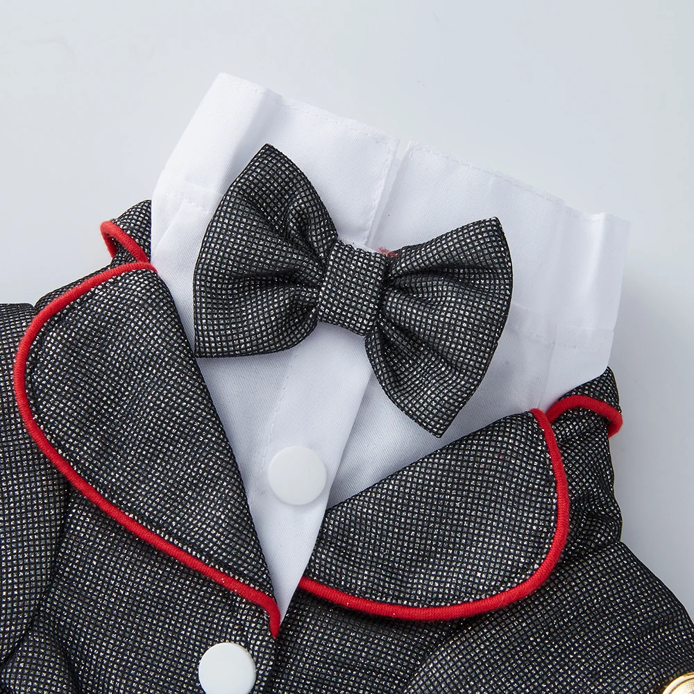 Camisa esmoquin a cuadros con moño para perros y gatos – Traje fiesta - imagen 5