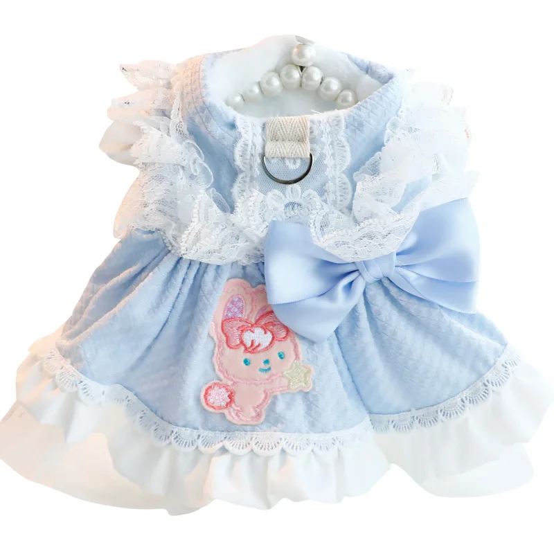 Ropa de invierno y otoño para perros, vestido de princesa dulce Lolita con lazo, vestido de novia para mascotas Bichon Schnauzer - imagen 5