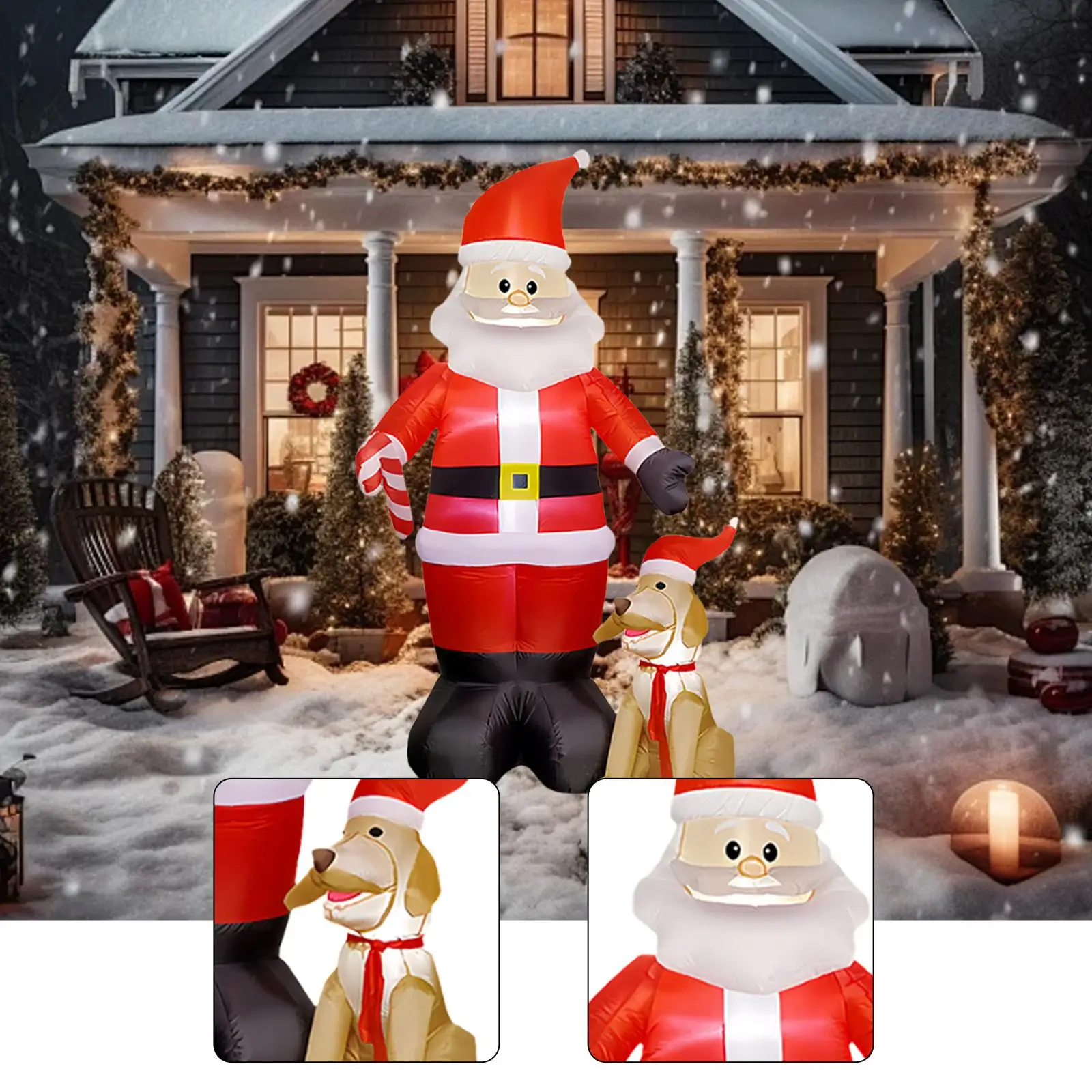 Christmas Inflatable, Blow up Santa and Dog, Novelty LED Lighted Outdoor Decoration, 7.9 ft for Garden Party Lawn Backyard Decor