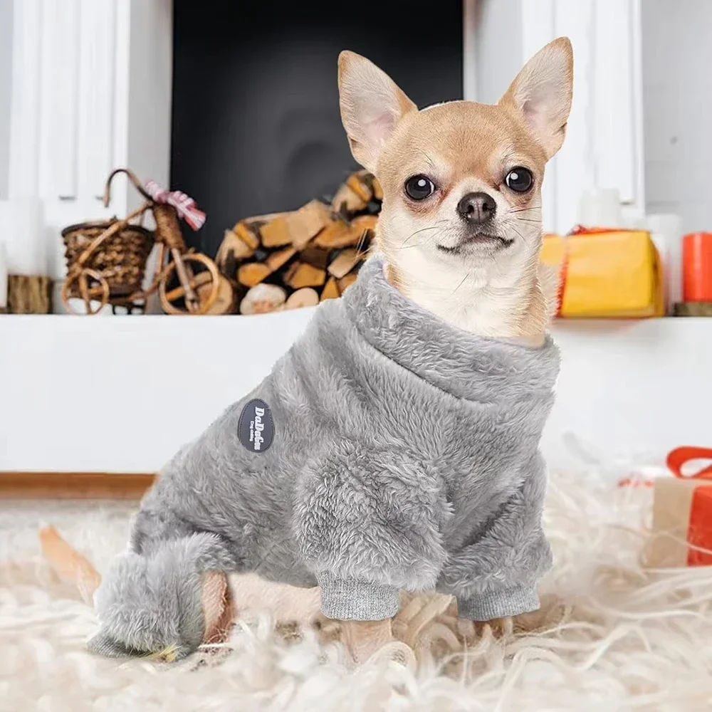 Suéteres para perros pequeños, ropa de invierno para mascotas, pijamas de lana para cachorros, trajes para perros, ropa para gatos Chihuahua Yorkie - imagen 4