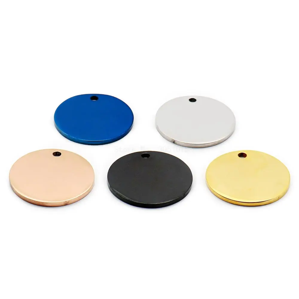 Collar personalizado de acero inoxidable con estampado de espejo, colgante redondo con colgante personalizado, para identificación de perro, 20 unidades - imagen 5