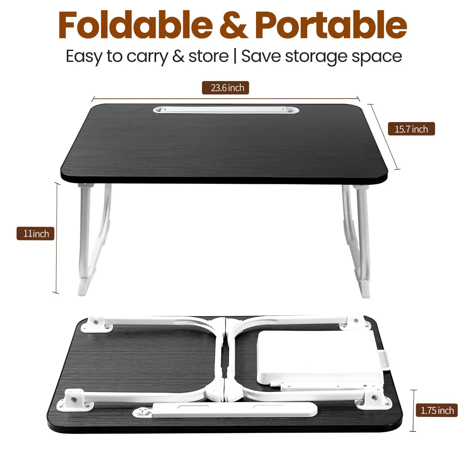 Mesa de cama perezosa, escritorio plegable para ordenador portátil con portavasos ligero y cajón de almacenamiento, soporte ajustable sin elevación portátil para Notebook/tableta - imagen 4