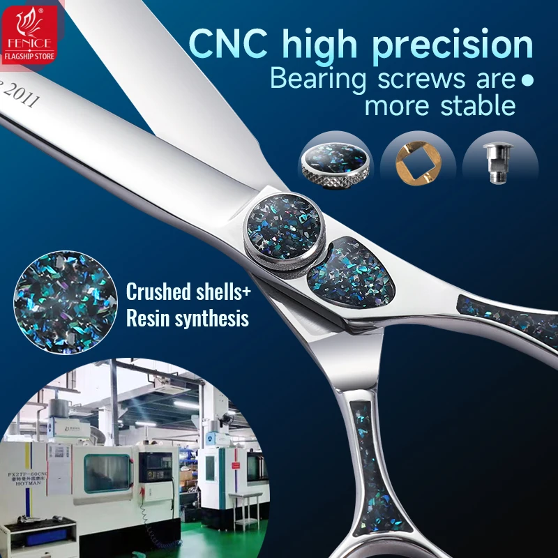 Fenice King Series VG10 tornillos de rodamiento de carcasa de acero 7/7,5 pulgadas tijeras de peluquería rectas/curvas más delgadas tijeras para mascotas - imagen 5