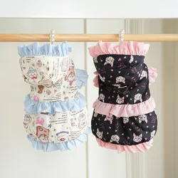 Ropa de otoño e invierno para mascotas con capucha, abrigo de encaje, vestido grueso, abrigo interior de felpa, ropa para perros pequeños, ropa para cachorros