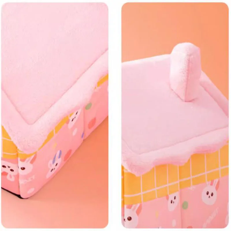 Casa de mascotas de felpa gruesa, completamente cerrada, extraíble y lavable, jaula de algodón para gatos y perros, nido cálido - imagen 5