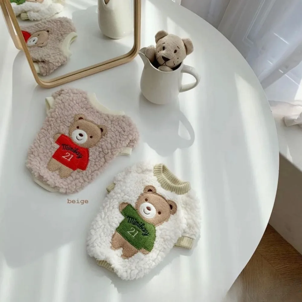 Sudaderas con capucha para mascotas, sudaderas con capucha bordadas de felpa, ropa de otoño e invierno, ropa de dos piernas de marca a la moda, ropa de terciopelo para mascotas y gatos - imagen 2