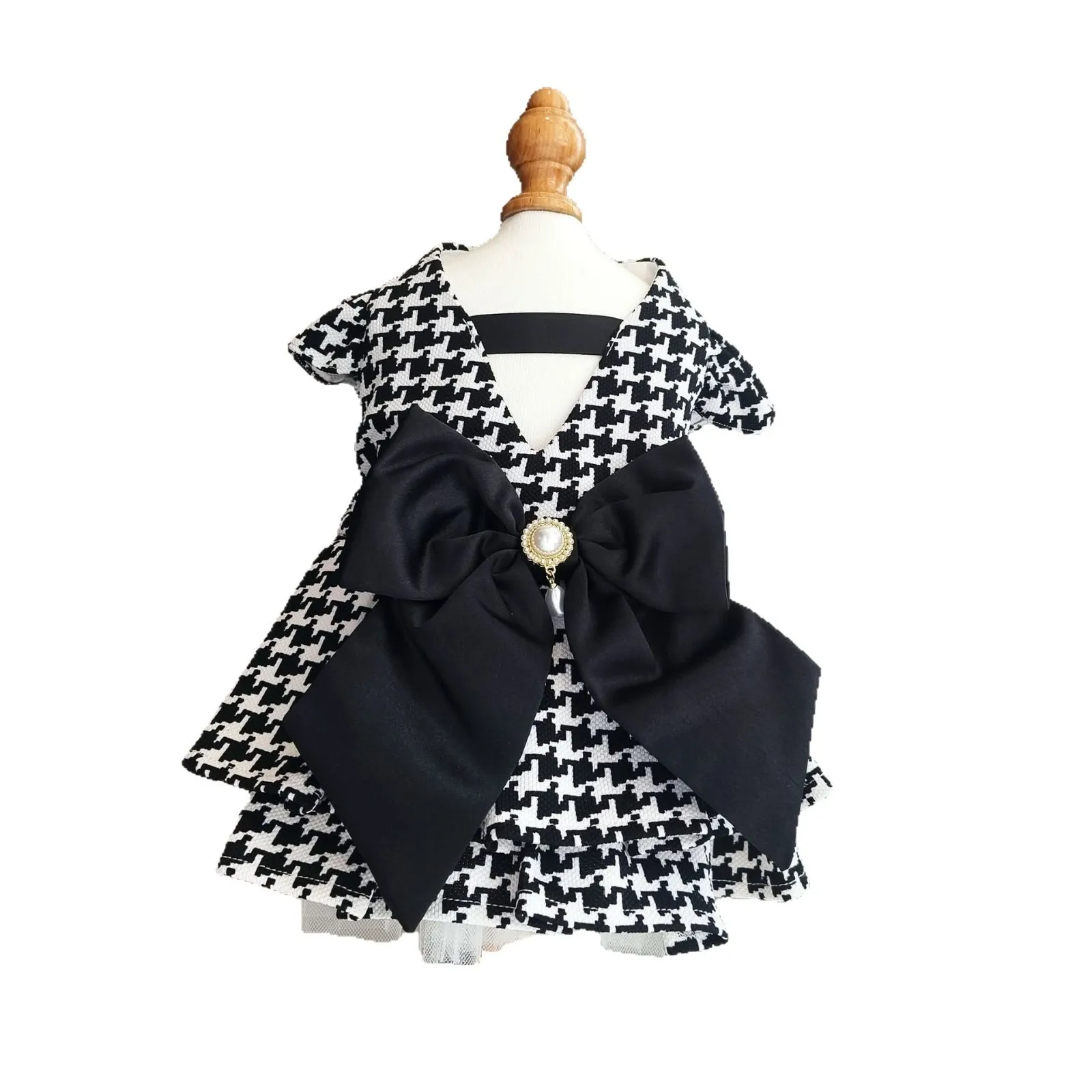 Vestido para perro con cárdigan de punto de pata de gallo y falda tutú, traje de cachorro de malla transpirable para ropa para perros pequeños Bichon - imagen 5