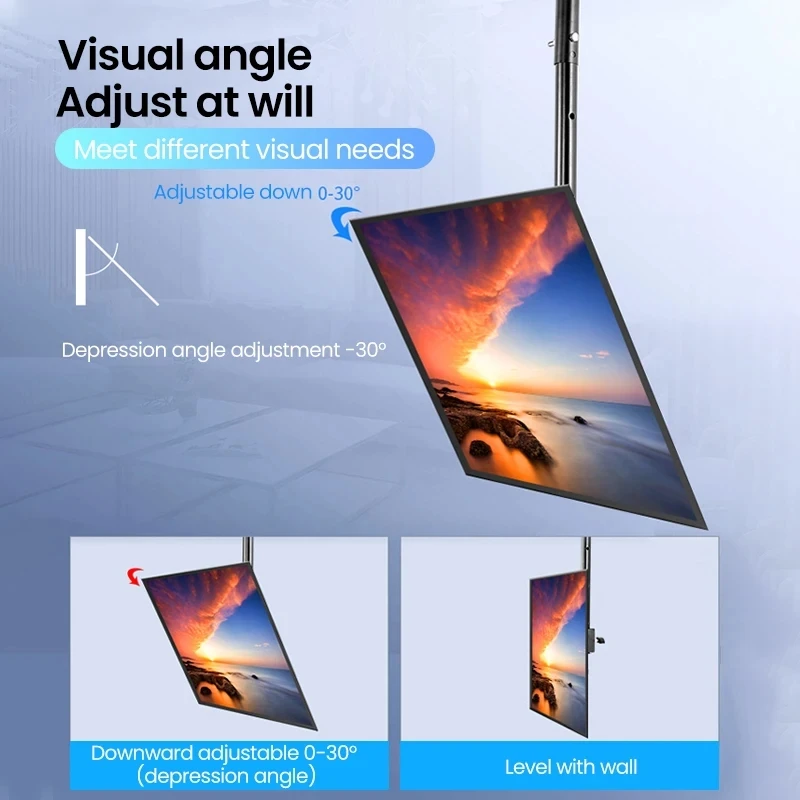 Soporte de TV ajustable universal para montaje en techo de TV para pantalla 360 de 26-65 pulgadas °   Rotación y 15 °   y 30 ° inclinación Altura regulable - imagen 5