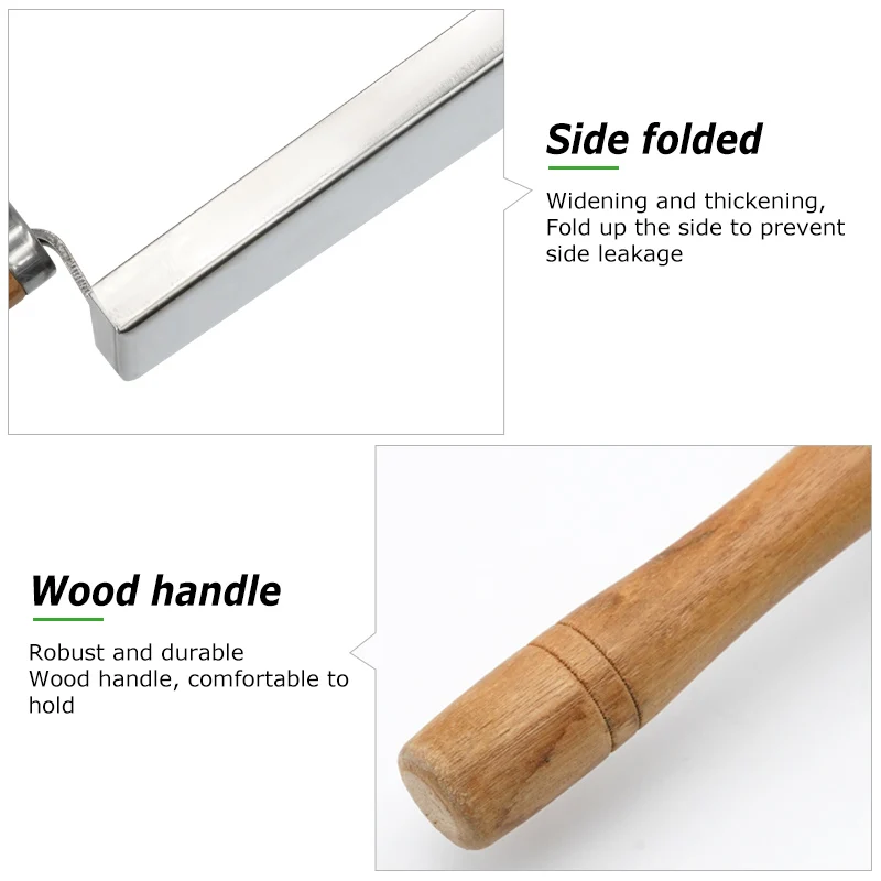 Pala de limpieza de colmena, pala de limpieza con mango de madera de acero inoxidable, nivelación de polen, raspador de limpieza de nido, herramientas de apicultor - imagen 5