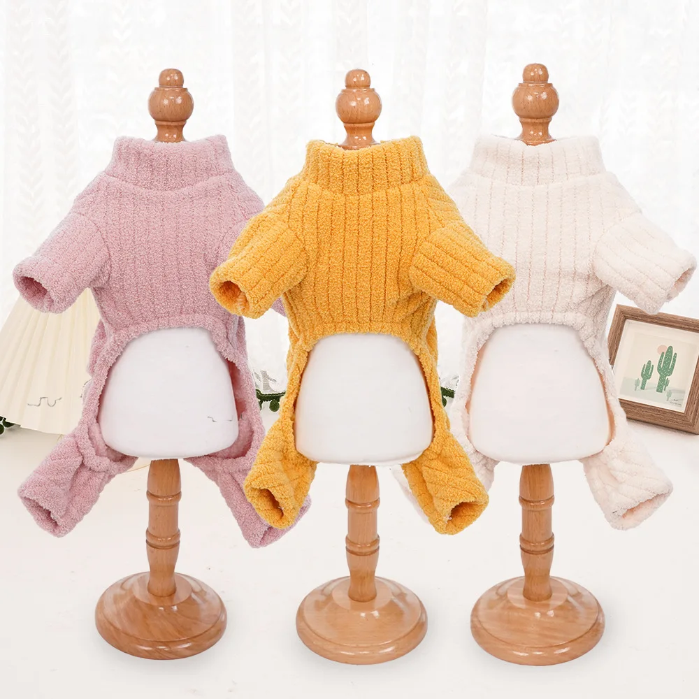 Pijamas de lana para perros, suéter de invierno para perros pequeños, mono cálido para cachorros, trajes para mascotas para Chihuahua Yorkie - imagen 2
