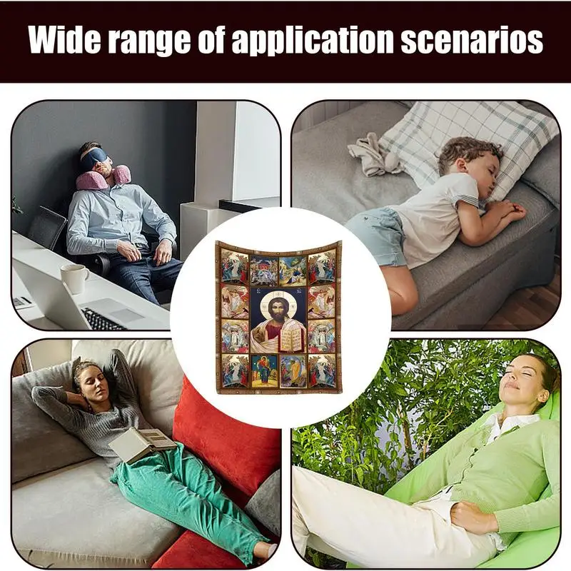 Manta navideña con estampado de Jesús, manta suave de la Virgen María, ropa de cama novedosa para ver TV, Invierno - imagen 5