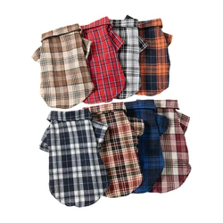 Camisa a cuadros de algodón para perros y gatos - Polito para todas las estaciones