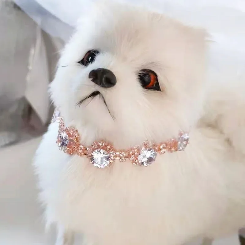 Collar de flores de cinco diamantes, joyería ajustable para gato, perro, cachorro, collar para mascotas, banda para el cuello para cachorros, collar para gatitos, accesorios - imagen 3