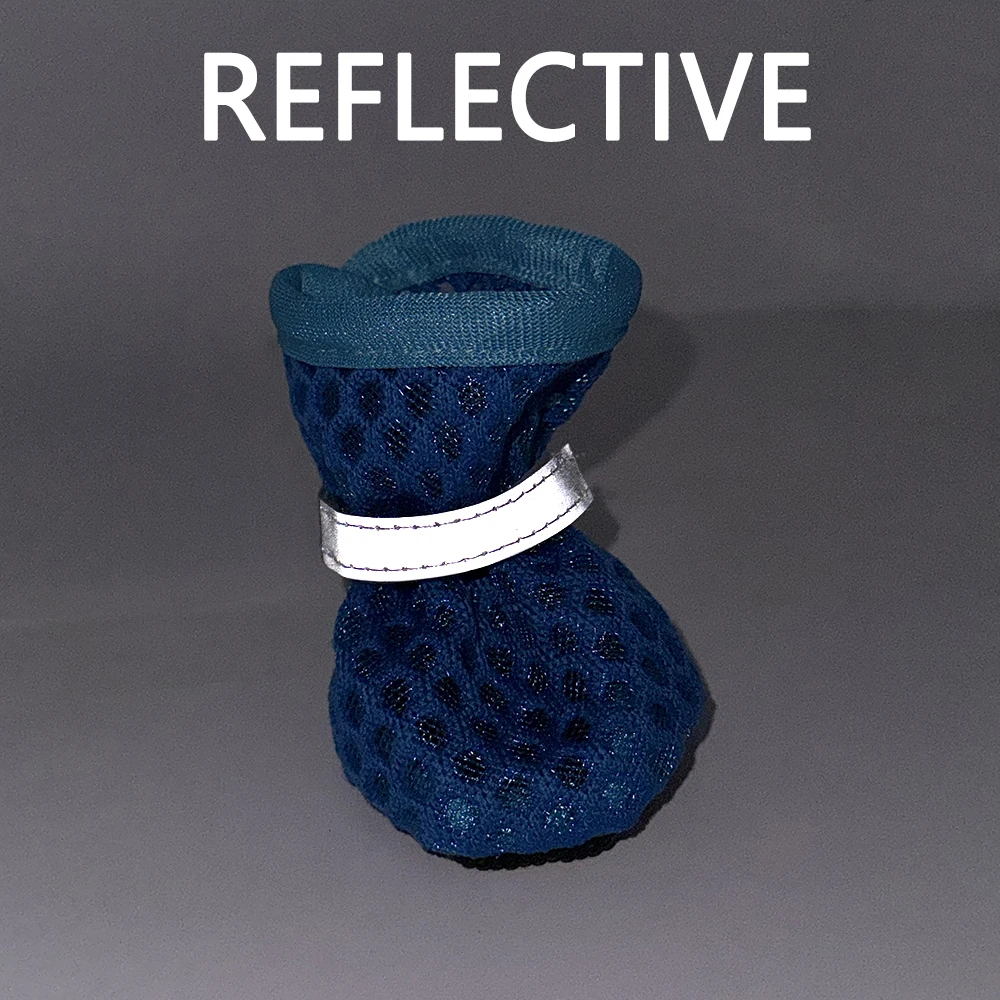 4 unids/set de zapatos transpirables de verano para perros pequeños y gatos, botines reflectantes antideslizantes para exteriores, sandalias, Protector de pata para mascotas - imagen 4