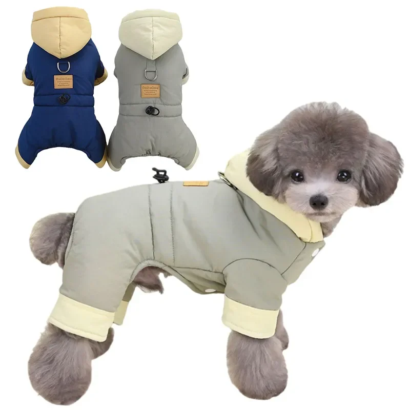Mono grueso y cálido para perros, ropa de invierno para perros, abrigo para Chihuahua Youkshire, monos a prueba de viento para cachorros, abrigo de algodón para mascotas, grueso para invierno