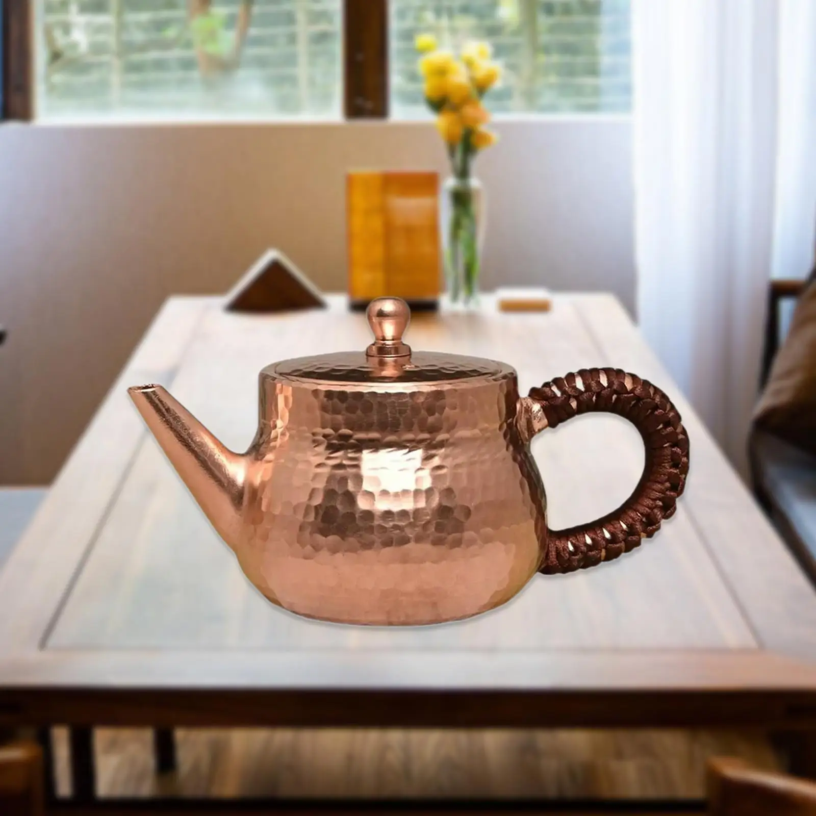 Copper Teapot Loose Leaf Tea Maker 200ml Side Handle Tea Ceremony Accessory Tea Kettle for Household Home Office Party Picnic