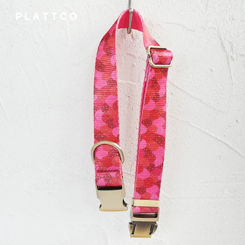 PLATTCO-collar de perro de diseño único, estampado de gelatina de fresa con hebilla de bronce de alta calidad, tamaño 5 PDC322Br - imagen 2
