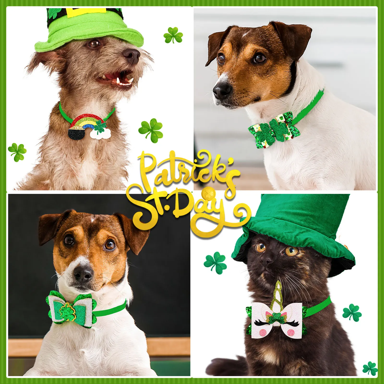 Lazo verde San Patricio perro gato pequeño moda peluquería accesorio - imagen 2