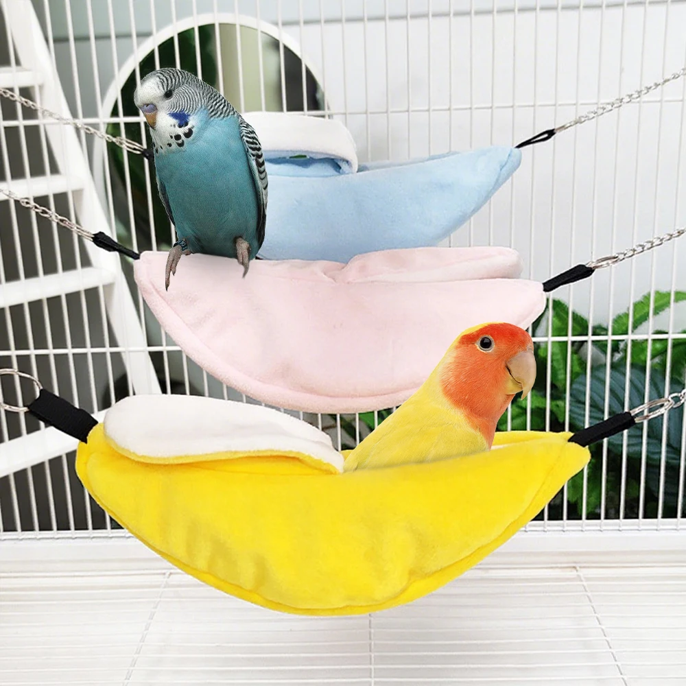 Cama para loros con forma de plátano, nido para pájaros, hamaca, juguete para mascotas, jaula para hámster, cama colgante, saco de dormir, 1 ud. - imagen 2
