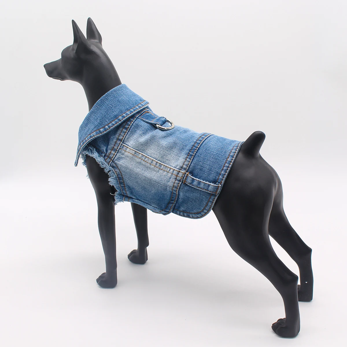 Chaleco con arnés de mezclilla para perros pequeños, ropa para cachorros, chaqueta vaquera, disfraz de Yorkie, caniche, Chihuahua, traje de gato, primavera, XS-XXL - imagen 5