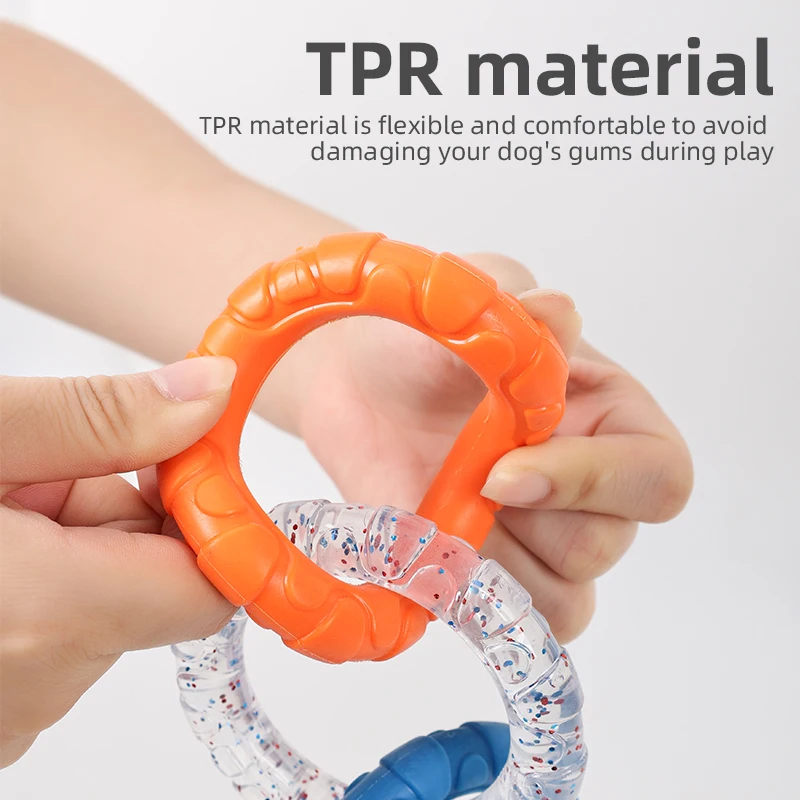 Juguete para masticar perros, anillos de bucle para masticar agresivo, bucle de dentición TPR, juguete para cachorros, chupete para masticar para perros, juguete para tirar, suministros para mascotas - imagen 2