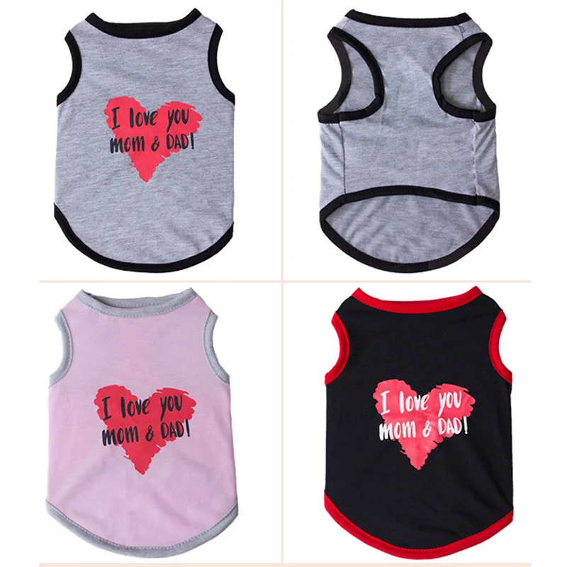 Chaleco sin mangas con estampado de corazón amoroso para perros y gatos, ropa de verano para mascotas pequeñas, camisa de fondo para mascotas de Pomerania Shih Tzu Pug - imagen 3