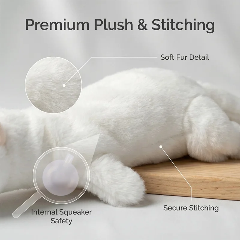 Lindo visón blanco grande relleno crudo indestructible perro de peluche de juguete con altavoz seguro perro juguetes resistentes perros diente cachorro resistente a masticar