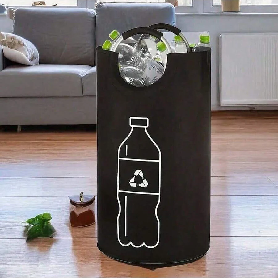 Cesta de almacenamiento de botellas vacía de 82L, bolsa recolectora de botellas de agua residual de cocina plegable con mango de aluminio, contenedor de gran capacidad