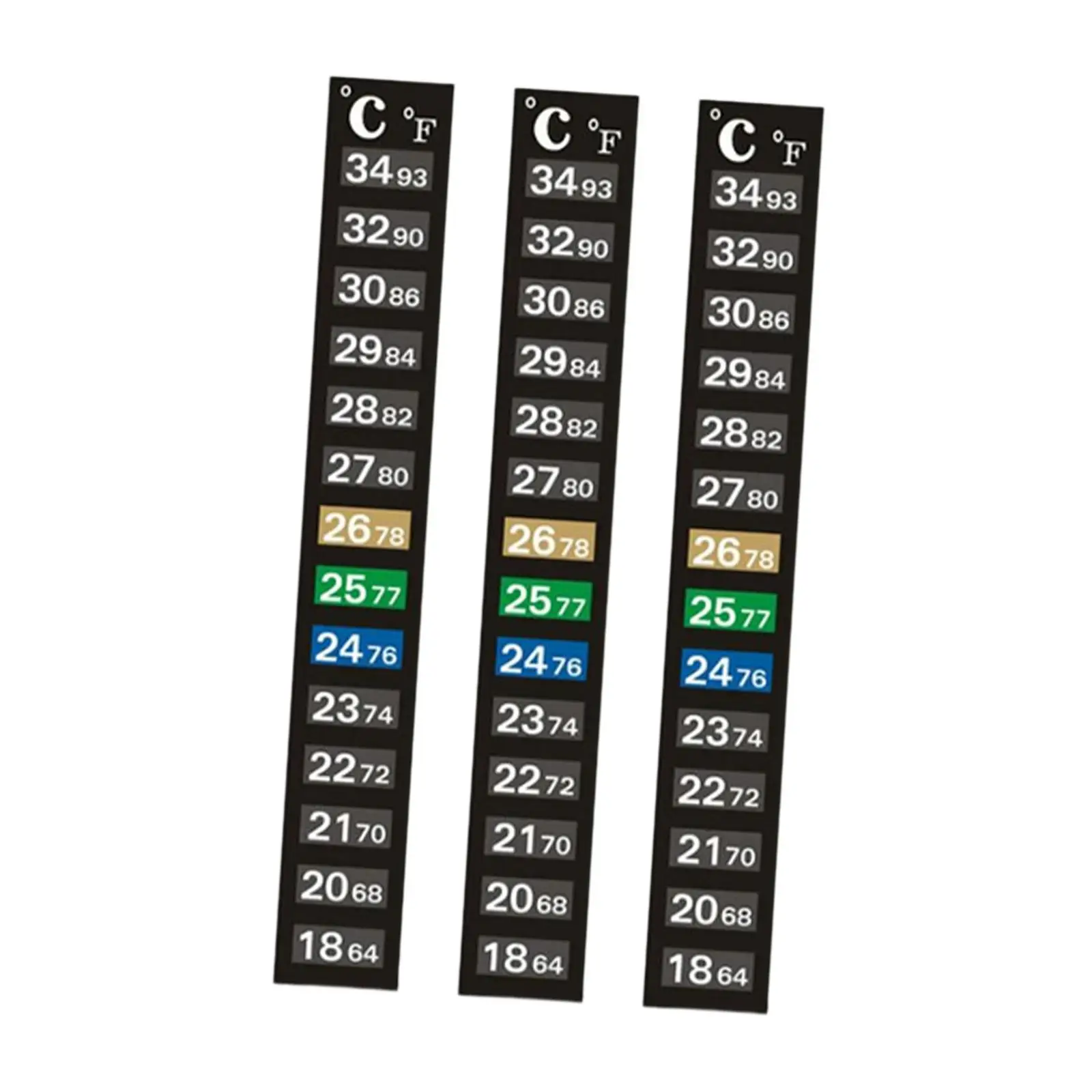 3x Aquarium Thermometer Strips, Easy to Install, 18°C-34°C 64°F-93°F Adhesive Temperature Decals, Fish Tank Thermometer Stickers