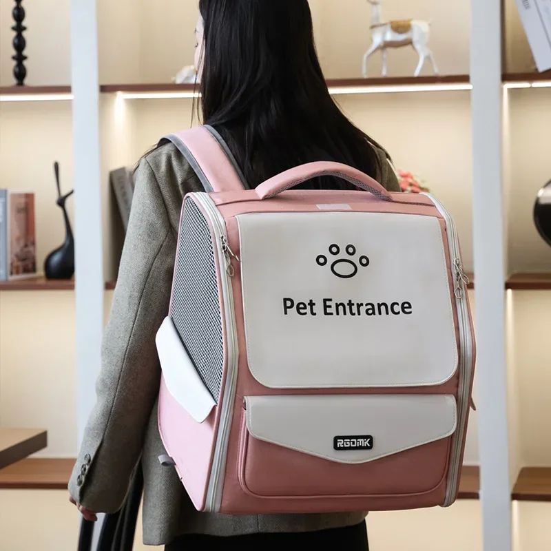 Bolsa para gatos, mochila portátil, gran espacio, barra de amarre transpirable, bolsa para mascotas, suministros plegables para mascotas - imagen 3