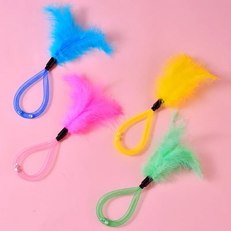 Juguetes para gatos, palos de plumas, 2 uds., juego de juguetes interactivos para gatos, juguetes de plumas con campana para gatos, red elástica, juguete para gatos, suministros para mascotas - imagen 3