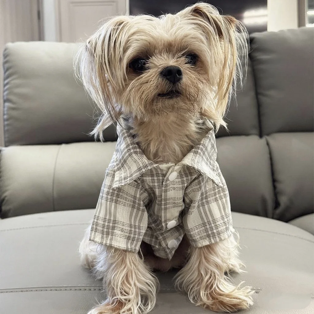 Ropa para perros Camisa a cuadros de primavera y verano para perros y gatos Ropa linda de moda para mascotas adecuada para perros pequeños a medianos - imagen 5