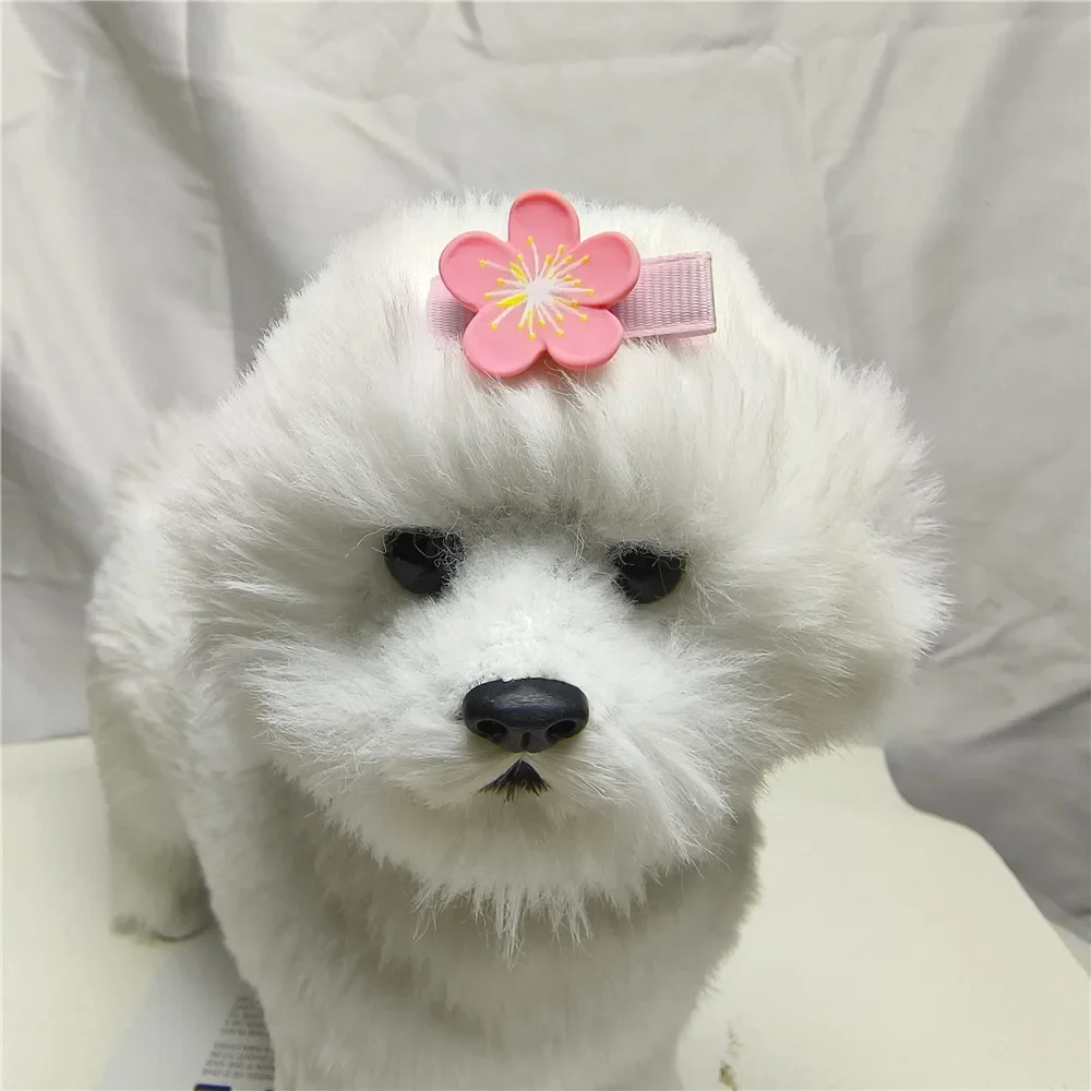 Pinza de pelo de tela envuelta en aleación, horquilla de aseo para perros, lazo de flores pequeñas, caras sonrientes, accesorios para mascotas, gatos, perros y cachorros - imagen 5