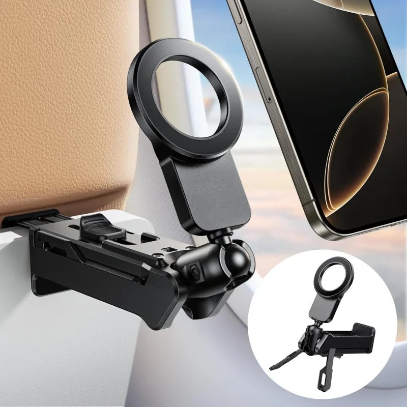 Soporte multiusos para teléfono móvil, soporte portátil para viaje, escritorio, vuelo, plegable, giratorio, soporte para asiento de tren para Selfie