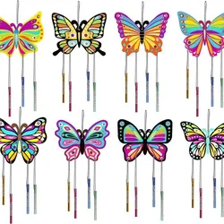 Los niños hacen tu propio carillón de viento de mariposa 3D, pintura de madera para manualidades y manualidades, Kit de manualidades de mariposa