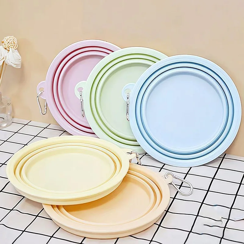 Cuenco plegable para perros de 350ML, cuenco portátil para comida de perros para exteriores, contenedor de comida para cachorros, alimentador de silicona para perros, accesorios para acampar - imagen 2