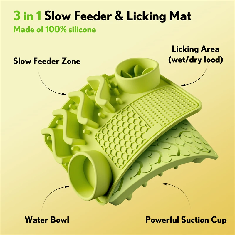 Alfombrilla para lamer perros con ventosas y tazón de acero inoxidable, alimentación lenta para gatos, baño, entrenamiento de aseo, aliviar la ansiedad de las mascotas - imagen 2