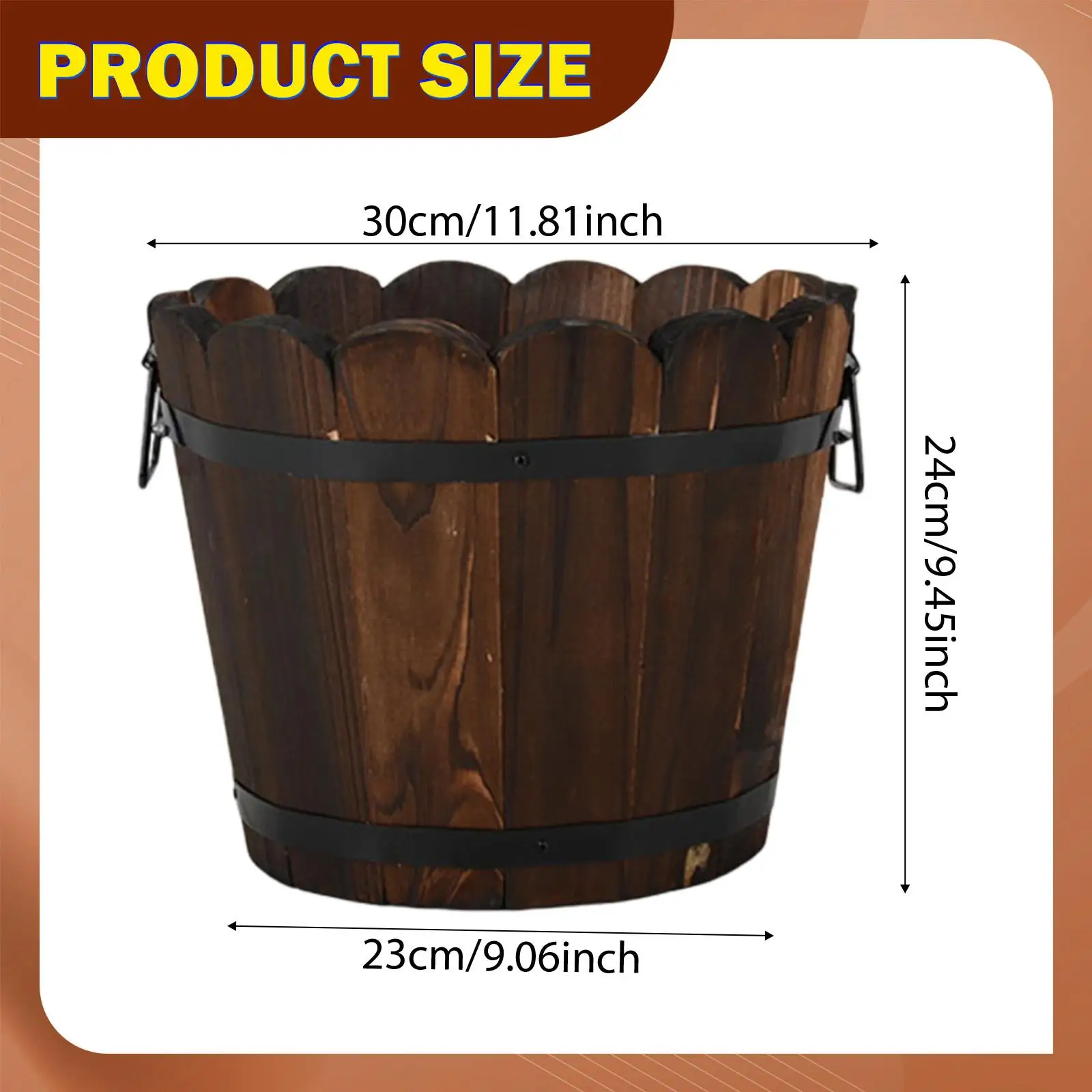 Wood Bucket Planter Vintage Design Flower Pot Flower Holder Floral Arrangement Container for Backyard Garden Indoor Plants Yard Wood Bucket Planter Vintage Design Flower Pot Flower Holder Floral Arrangement Container for Backyard Garden Indoor Plants Yard