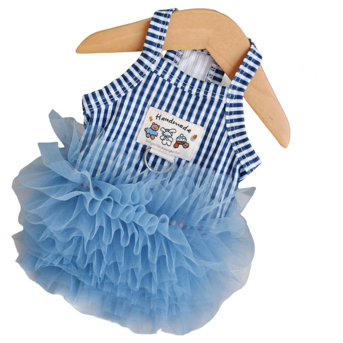 Vestido de rayas con falda de malla para perros pequeños - imagen 3