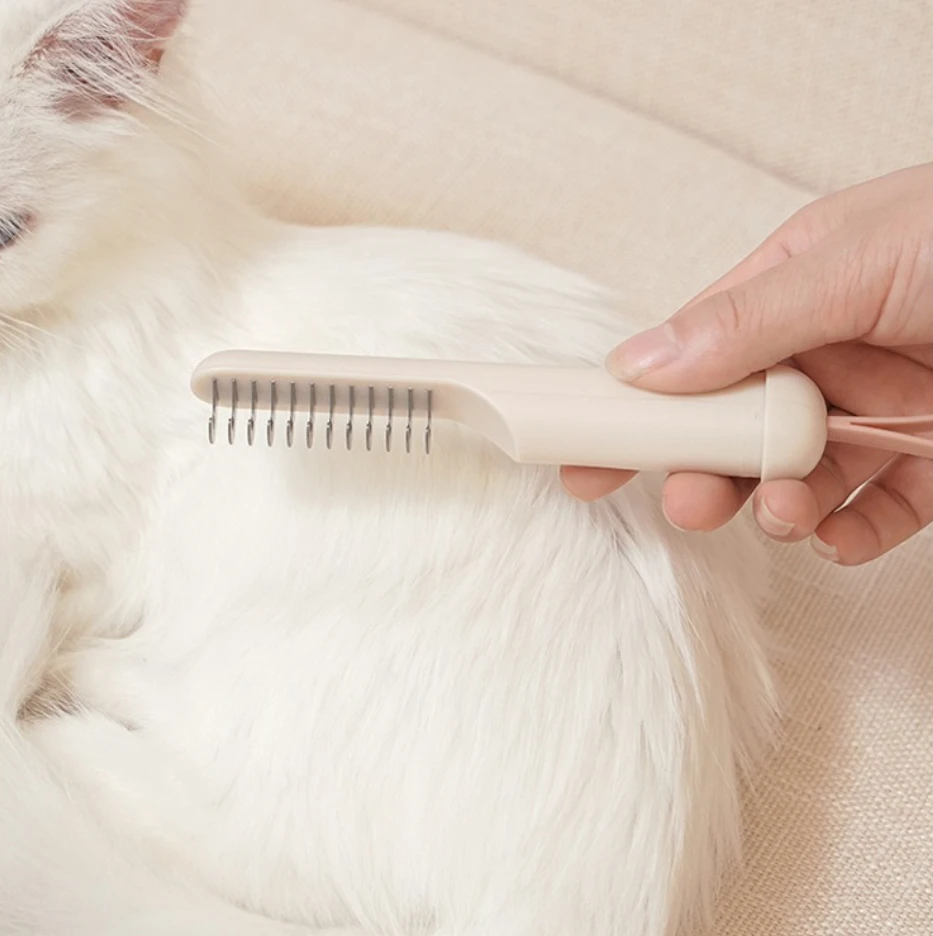 Peine para perros, cepillo de acero inoxidable para perros, peines de doble cara para pelo de gato, removedor de pelo para mascotas, cuchillo de aseo para mascotas, cepillo para perros - imagen 3