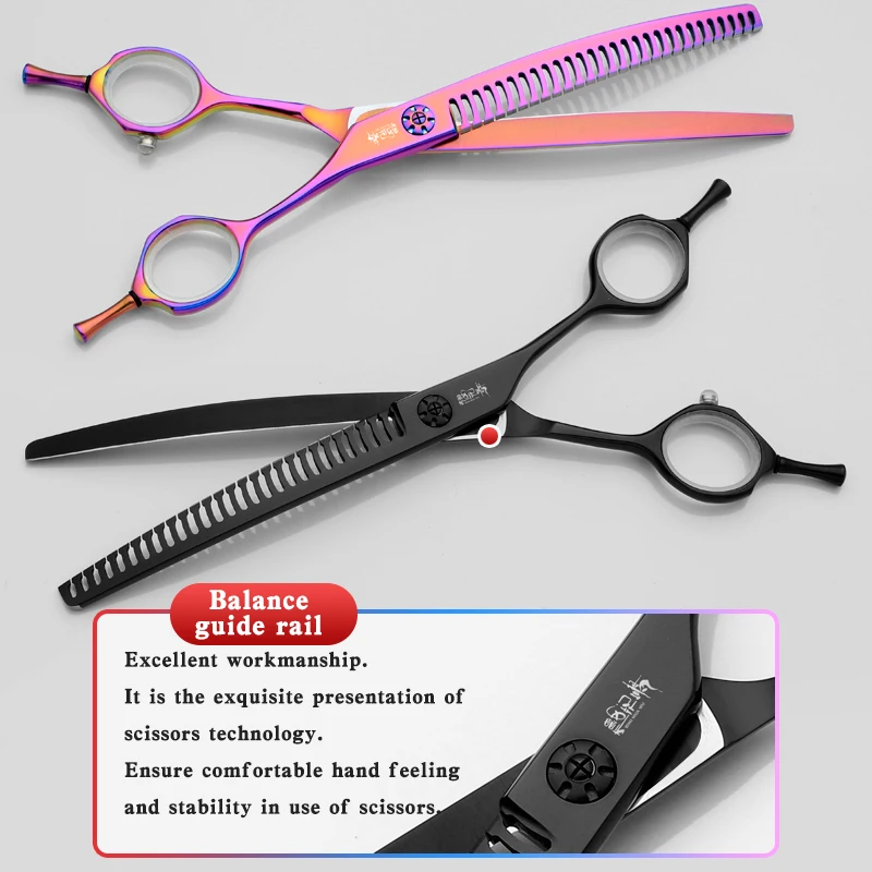 Tijeras de espina de pescado curvadas de Color, Peauty profesional para mascotas, 7,0 pulgadas, cuidado para perros, tijeras curvadas, depilación, 75% - imagen 4