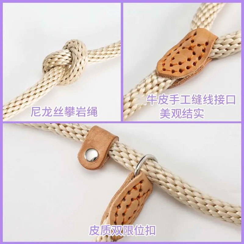 Correa de cadena P de cuerda de cáñamo de color, cuerda para caminar para perros de entrenamiento, correa integrada para perros - imagen 5