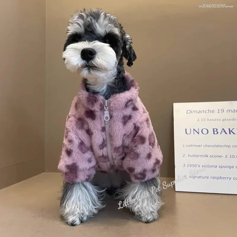 Ropa para perros mascota Otoño Invierno Frenzi Schnauzer Bichon maltés Shih gatito abrigo de piel de conejo - imagen 2