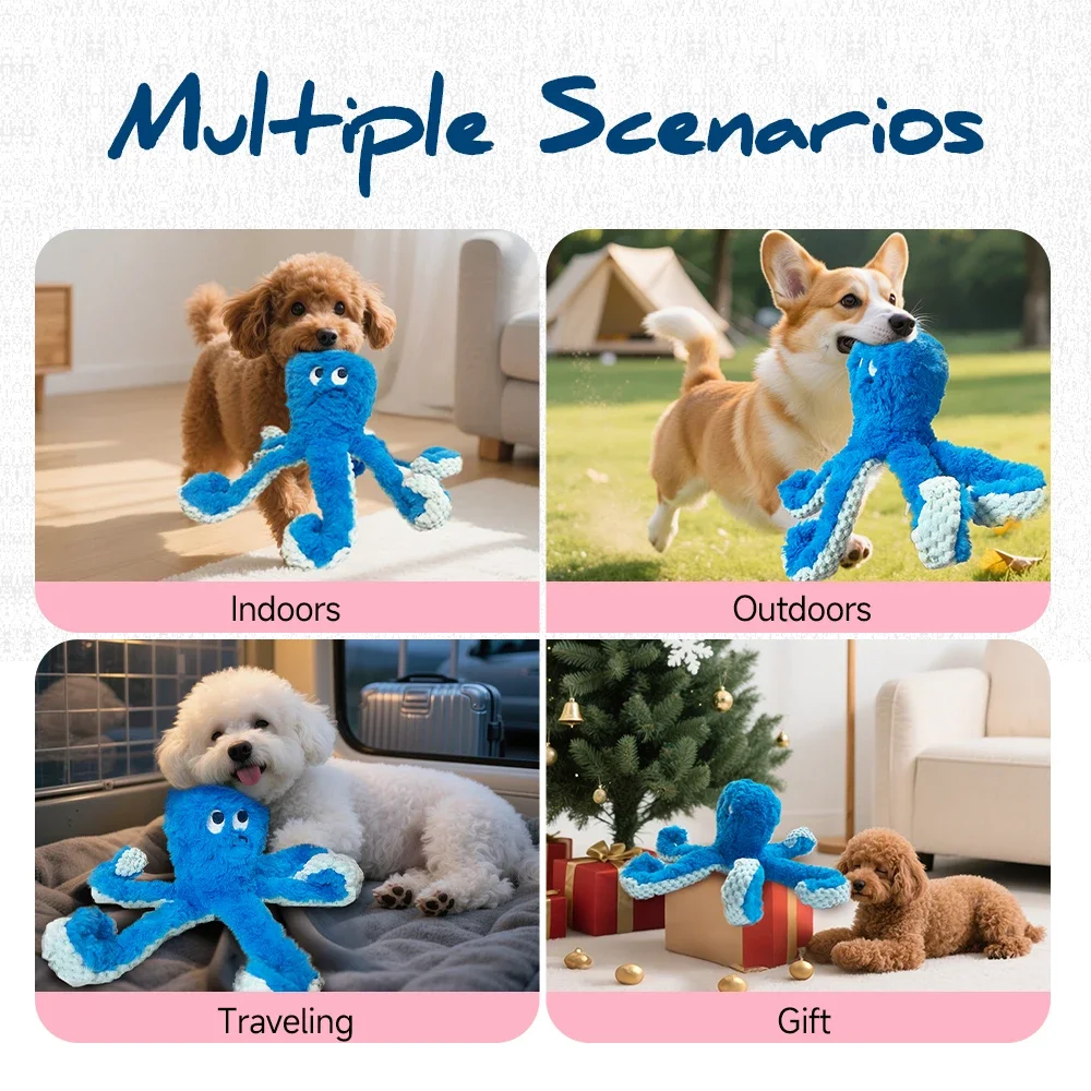 Pulpo mascota juguete de peluche gato perro chirriante pulpo juguete resistente a mordeduras cachorro entrenamiento juguete - imagen 3