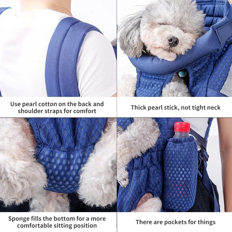 Mochila de pecho para perros pequeños y medianos, bolsa de transporte portátil, transpirable, suave, de peluche, para viajes al aire libre, para Chihuahua - imagen 3