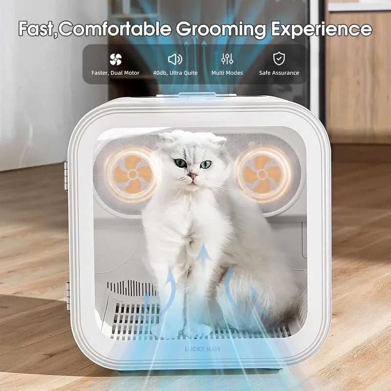Pet marvel Automático Ultra Silencioso 62L Caja Secadora para Perros de Gran Capacidad Jaula Secadora para Gatos con Control Inteligente de Temperatura, 360 °   Caja secadora para mascotas - imagen 3
